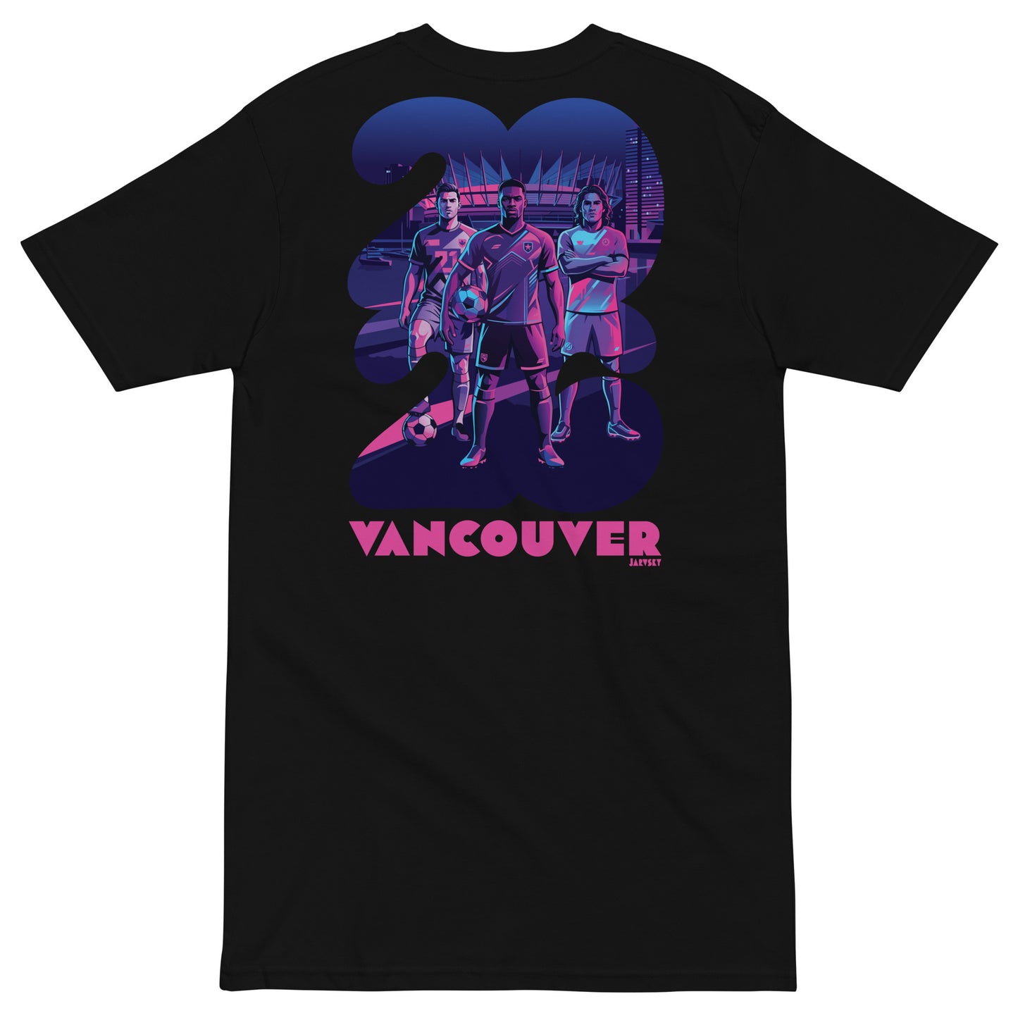 2026 Jarvsky Vancouver Soccer Series “At Night" - Pink Glow Black shirt backside