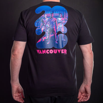 2026 Jarvsky Vancouver Soccer Series “At Night" - Pink Glow Black Shirt Back