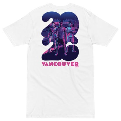 2026 Jarvsky Vancouver Soccer Series “At Night" - Pink Glow White shirt backside