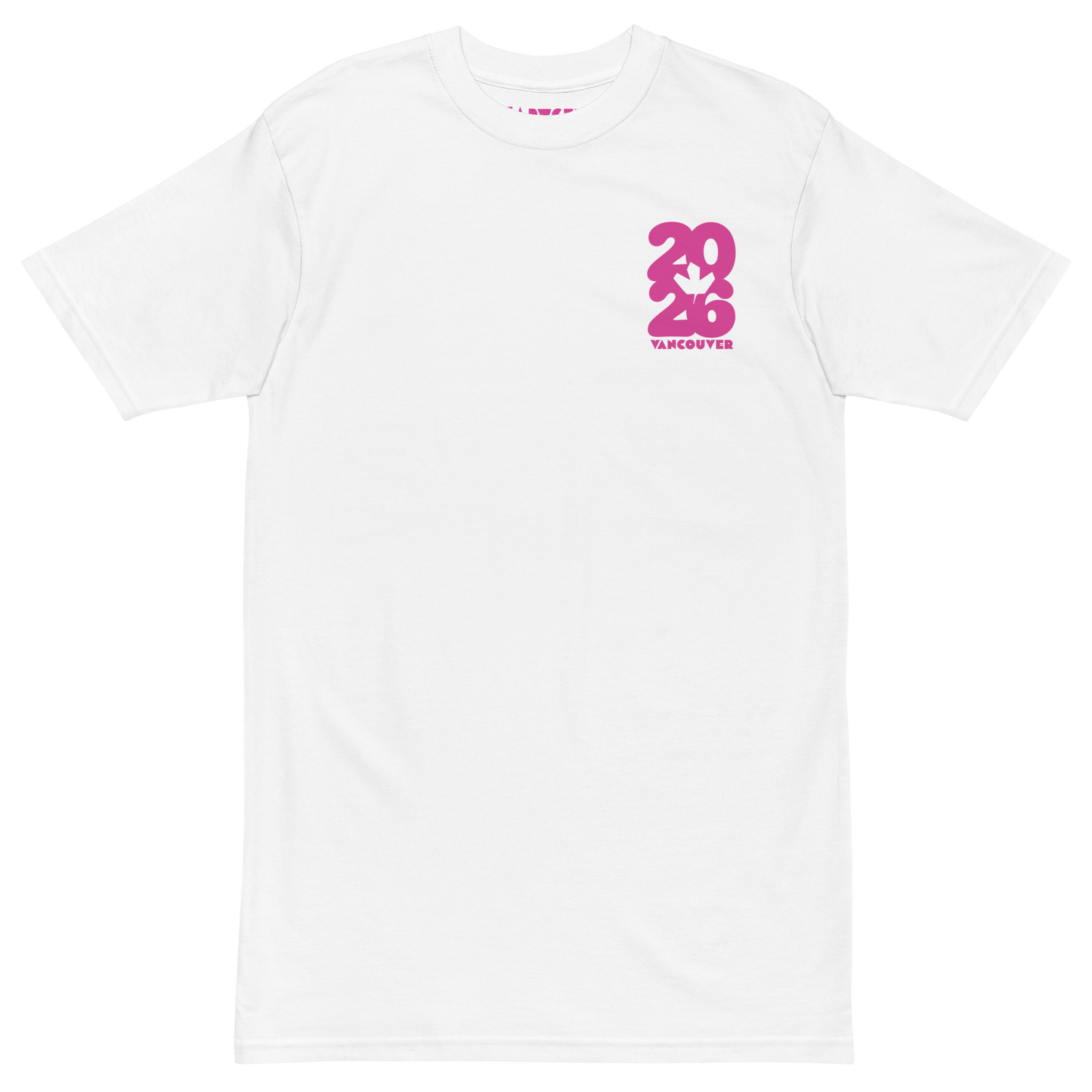 2026 Jarvsky Vancouver Soccer Series “At Night" - Pink Glow White shirt Front