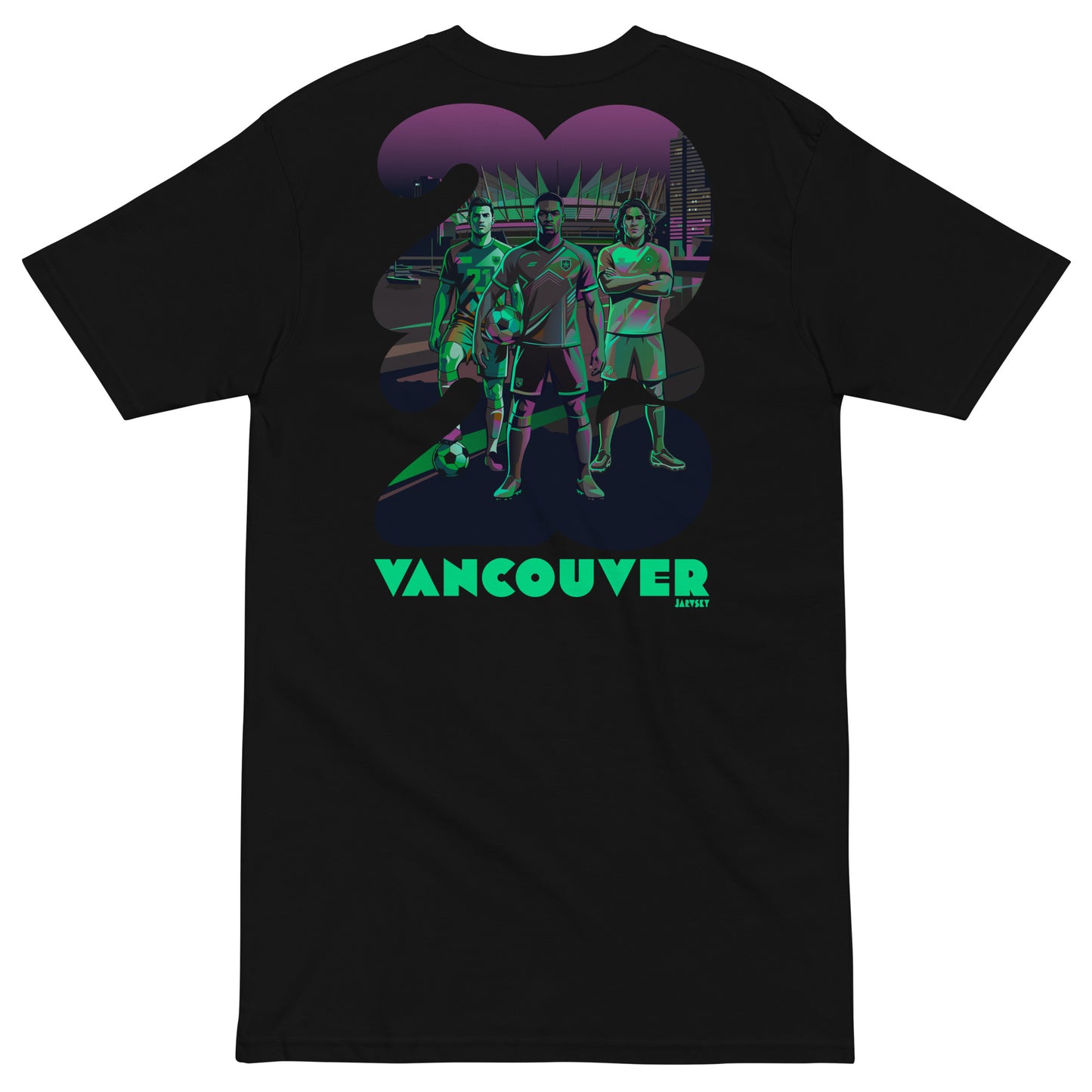 2026 Jarvsky Vancouver Soccer Series “At Night" - Toxic Green Black shirt backside