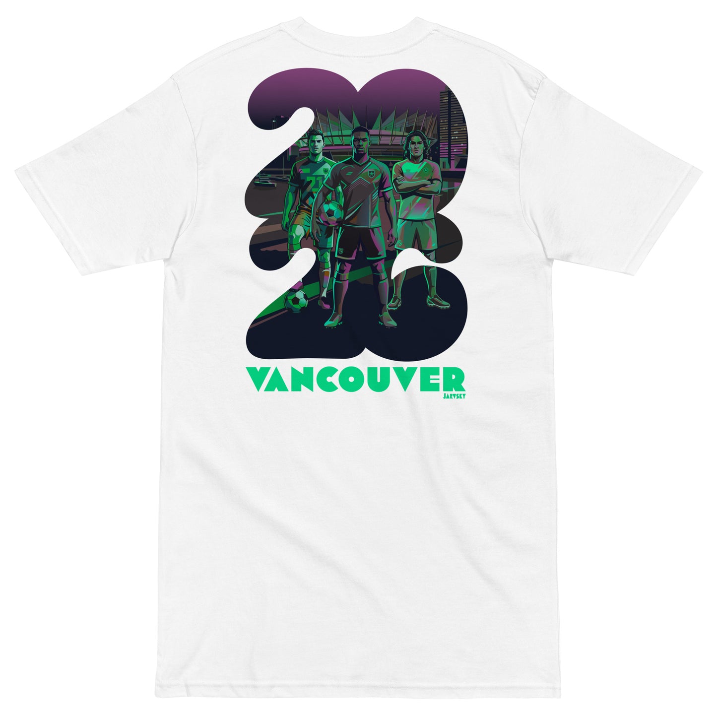 2026 Jarvsky Vancouver Soccer Series “At Night" - Toxic Green White shirt backside